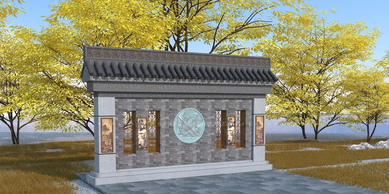 中式牌坊牌楼3D模型下载【ID:293947840】