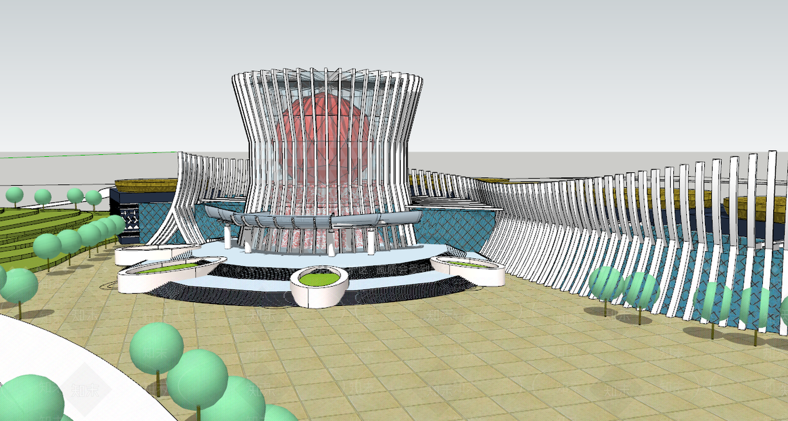 现代文化场馆SU模型下载【ID:593967136】