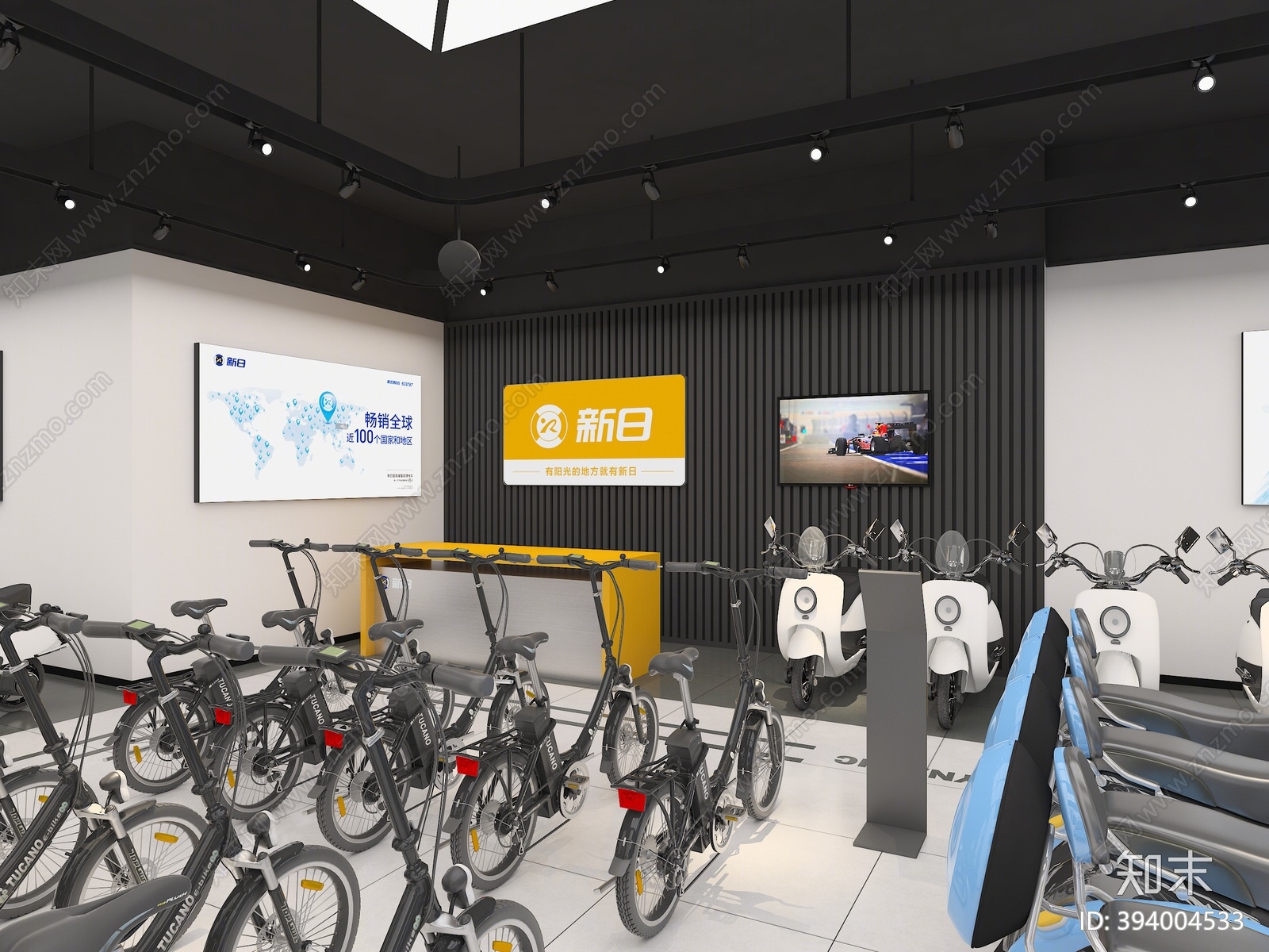 工业风电动车专卖店3D模型下载【ID:394004533】