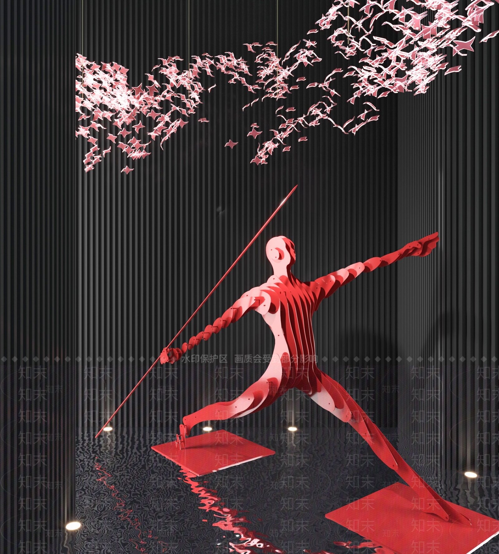 现代运动人物雕塑3D模型下载【ID:394010844】