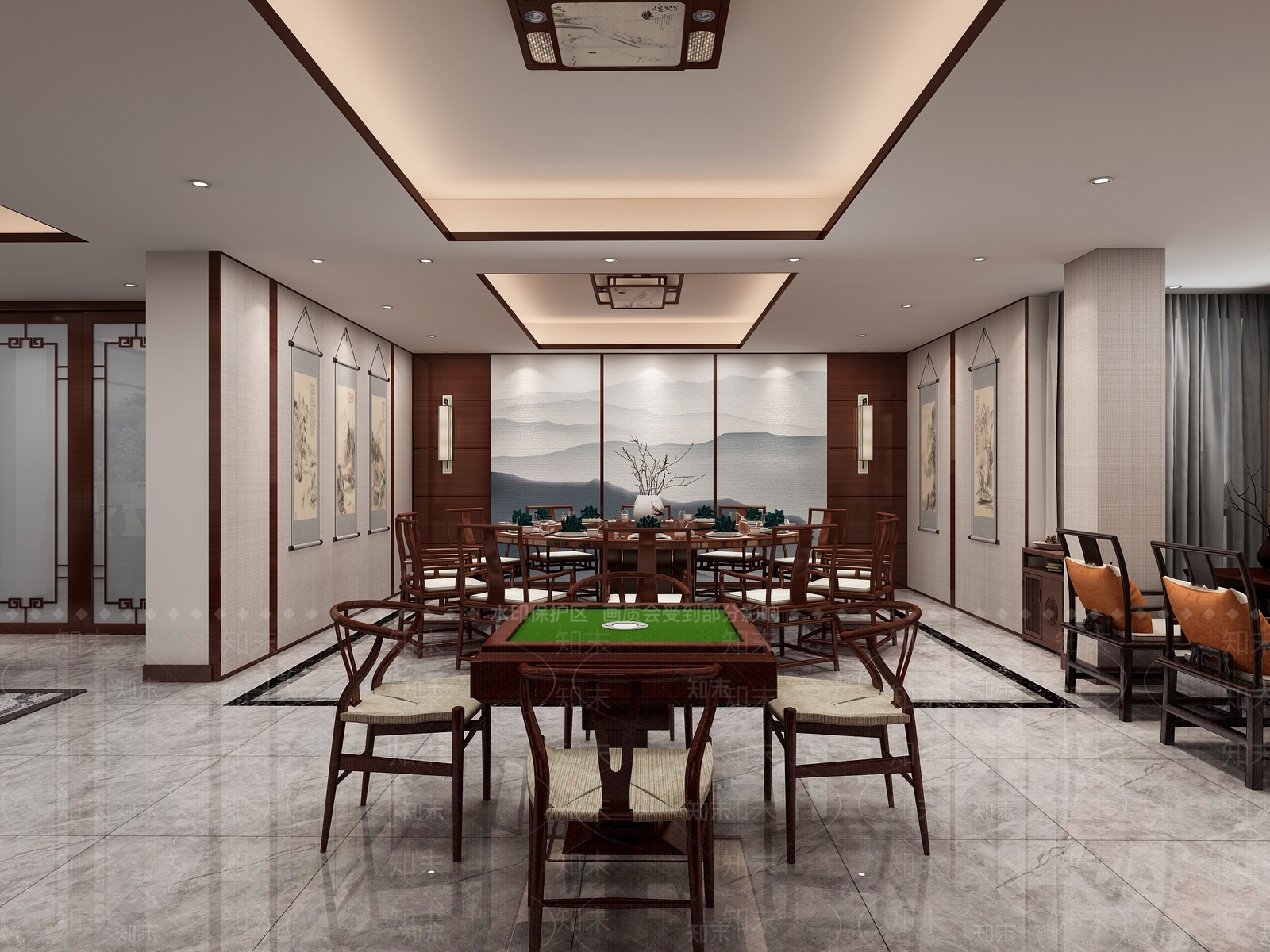 新中式麻将室3D模型下载【ID:294020634】