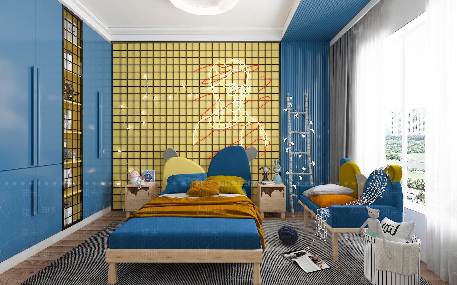 现代儿童床3D模型下载【ID:794032109】