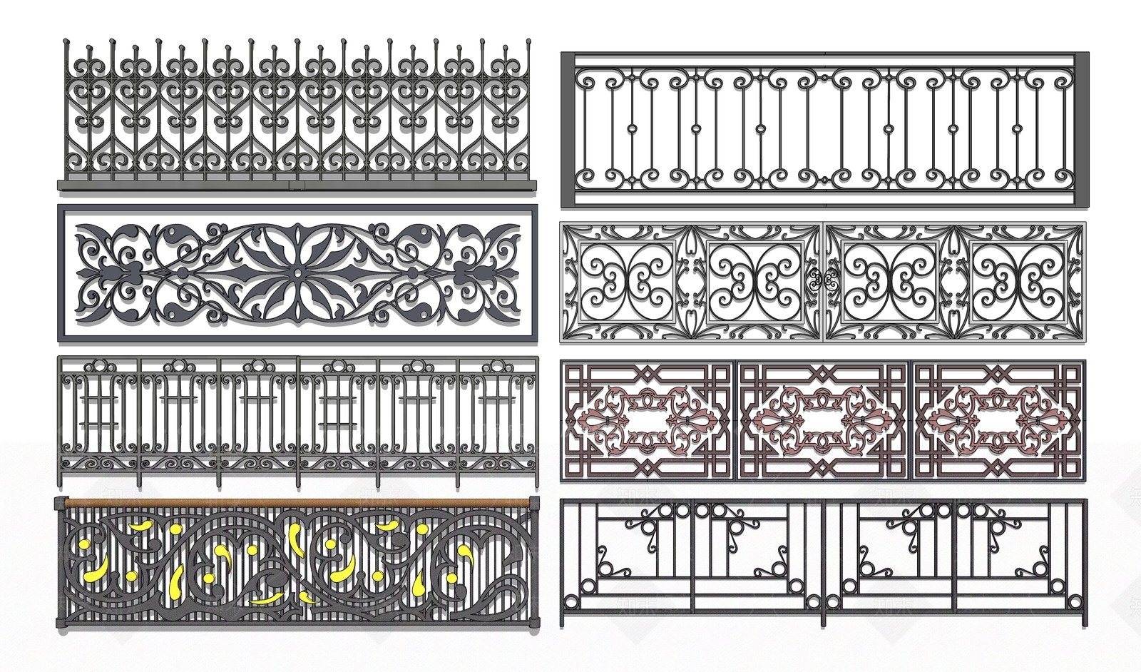 欧式铁艺栏杆SU模型下载【ID:494065141】