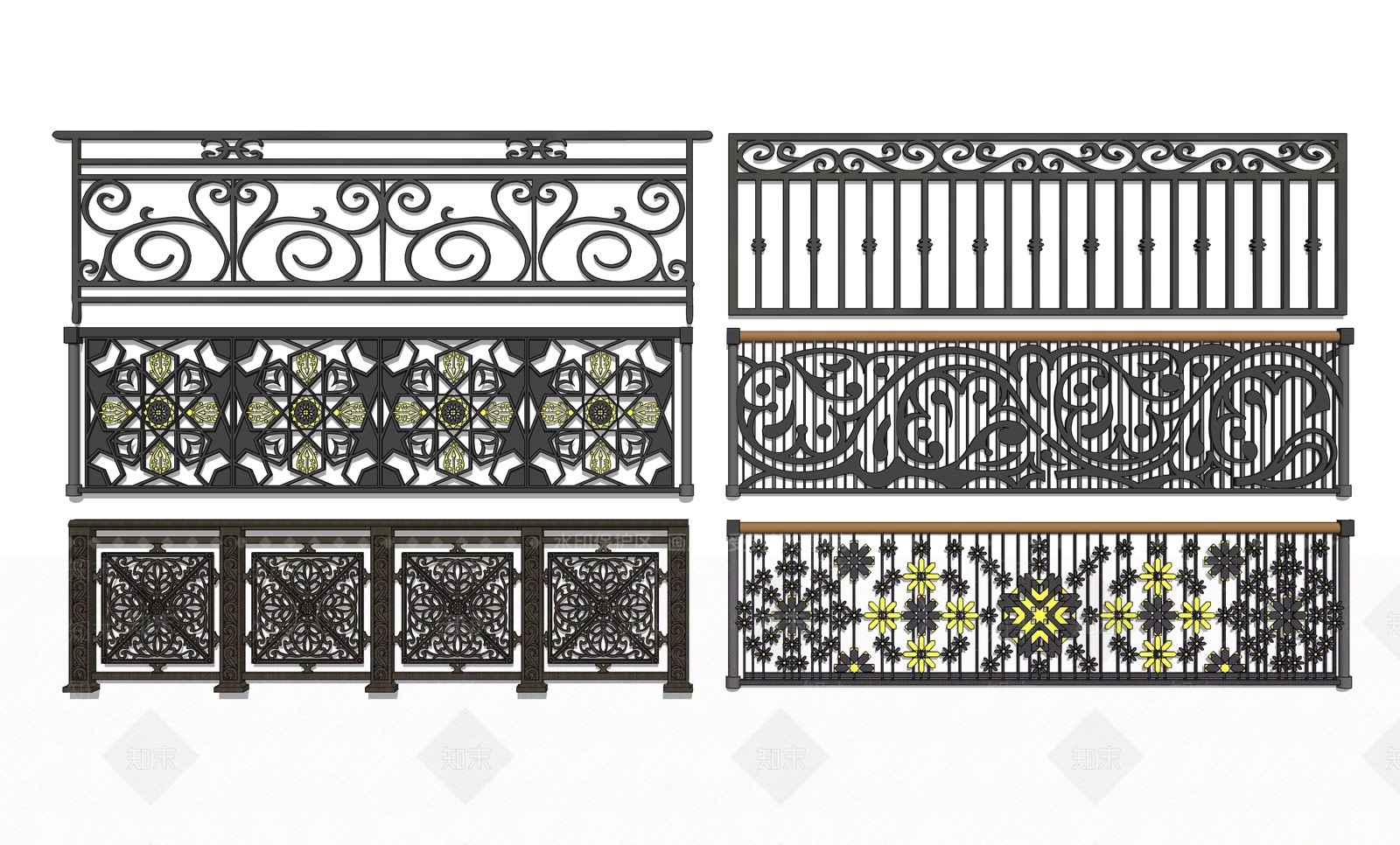 欧式铁艺栏杆SU模型下载【ID:494065154】