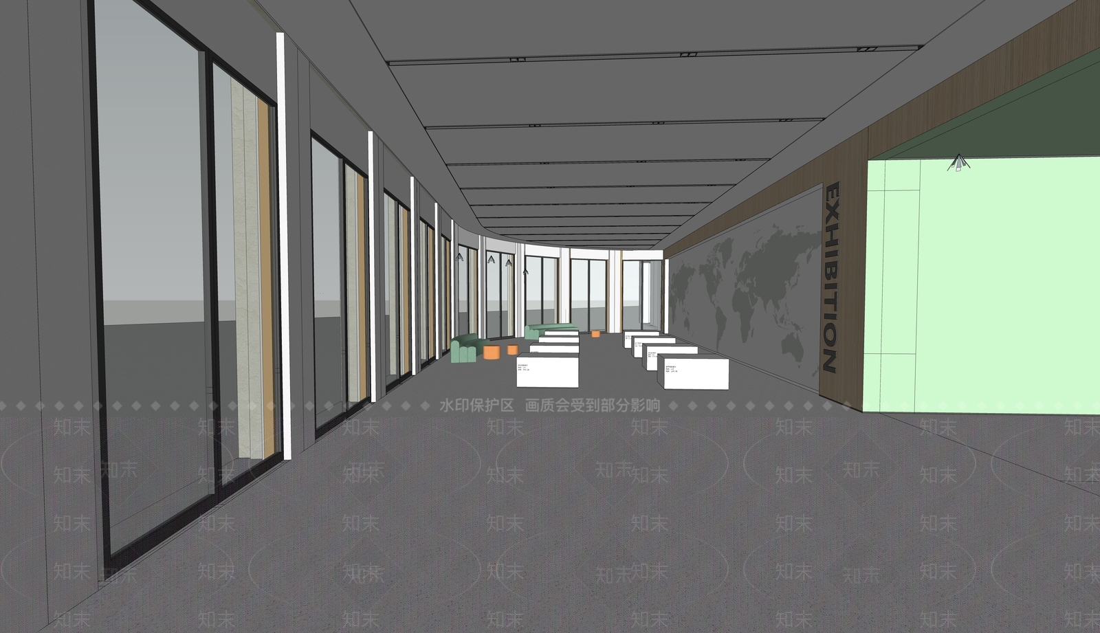 现代展览馆SU模型下载【ID:594069340】