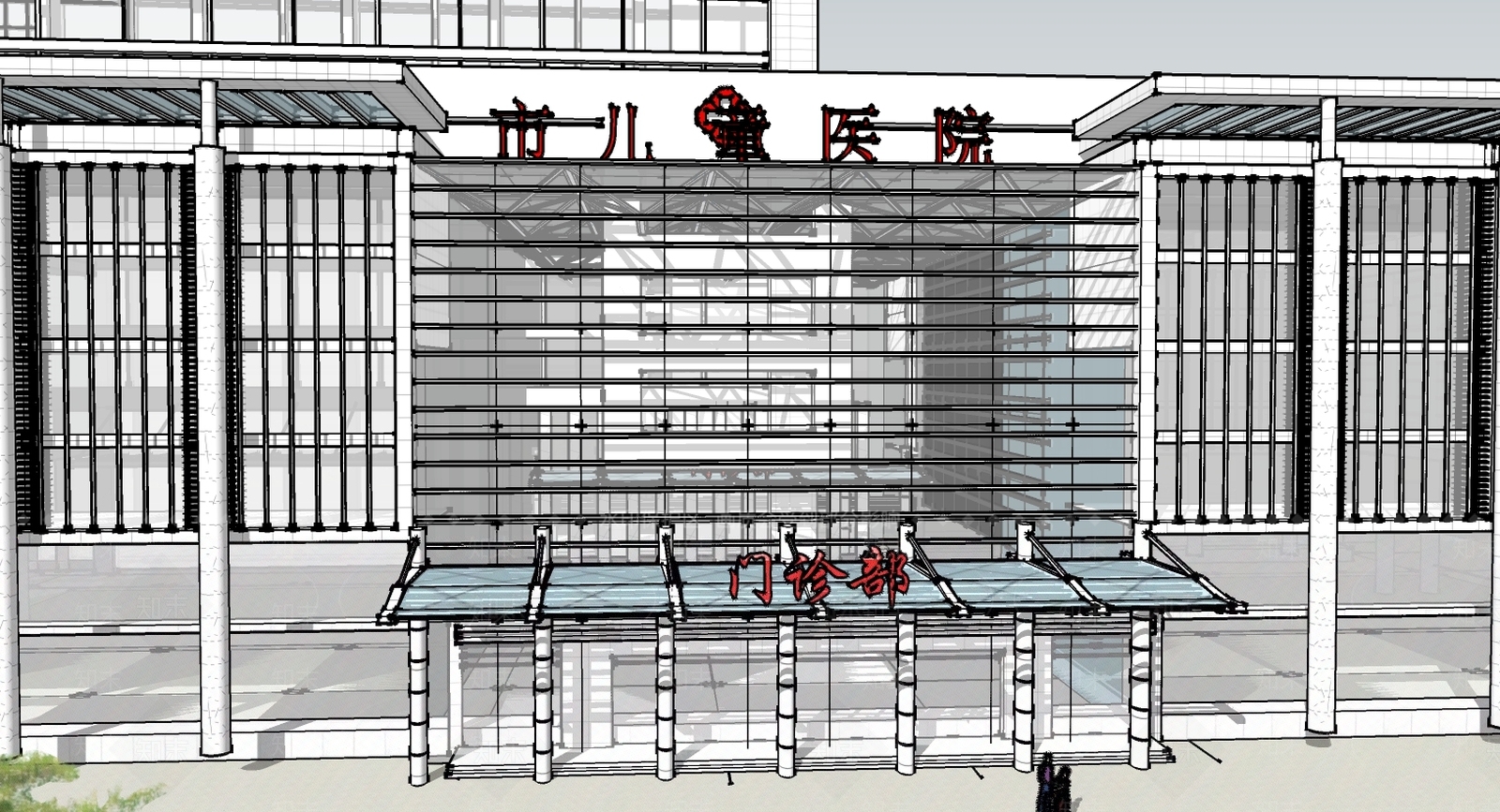 现代医院SU模型下载【ID:994071997】
