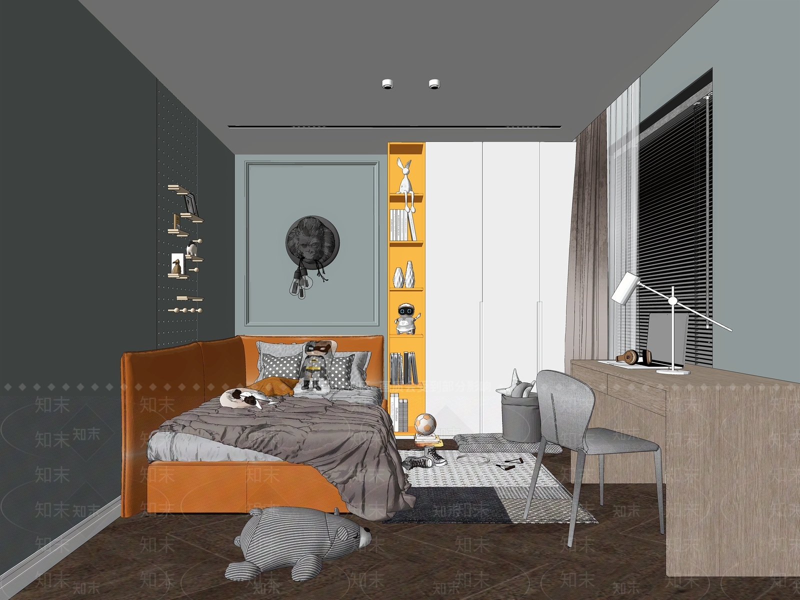 现代儿童房SU模型下载【ID:894093829】
