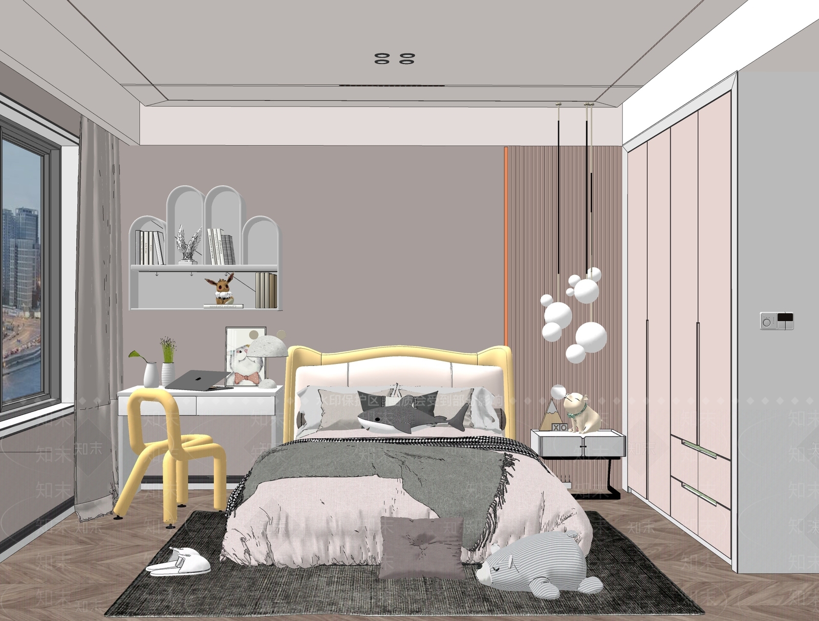 现代儿童房SU模型下载【ID:894096894】