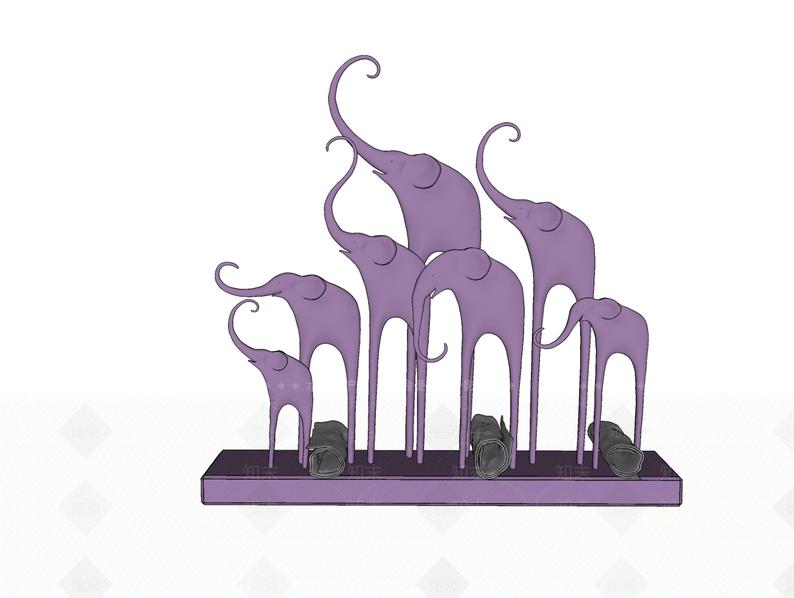现代大象雕塑SU模型下载【ID:694106808】