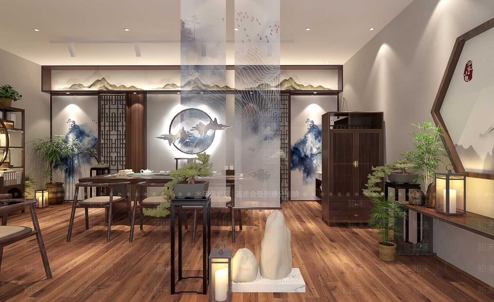 新中式茶店3D模型下载【ID:294128613】