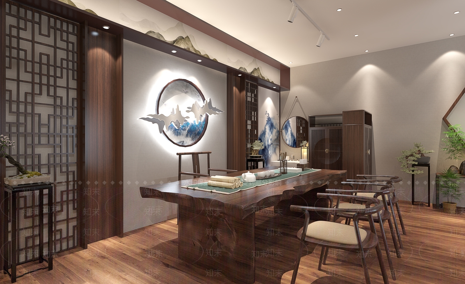 新中式茶店3D模型下载【ID:294128613】