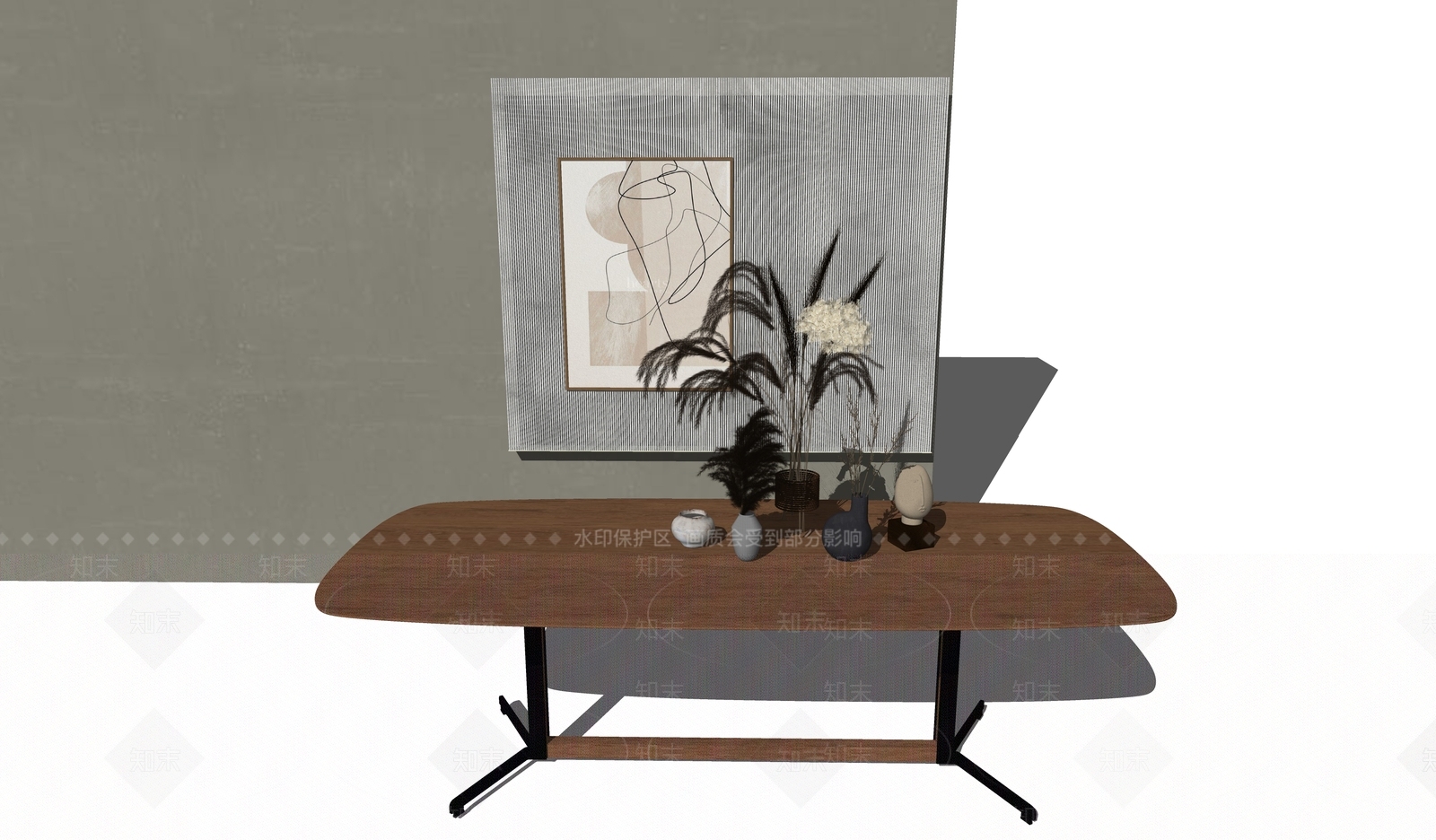 现代桌子SU模型下载【ID:994147936】