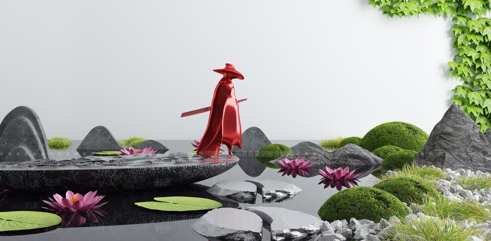 新中式园林景观3D模型下载【ID:494154467】