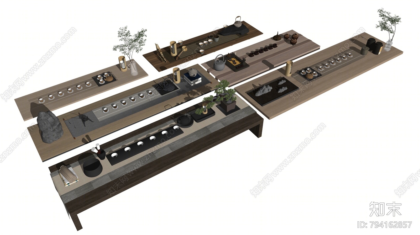 新中式茶具组合SU模型下载【ID:794162857】