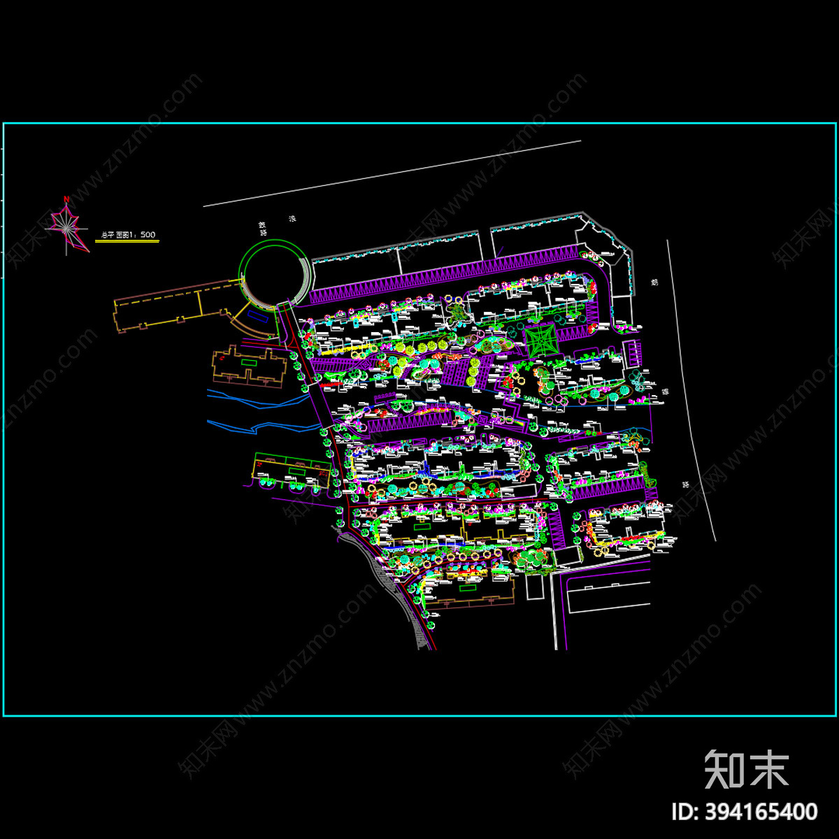 花苑绿化cad施工图下载【ID:394165400】