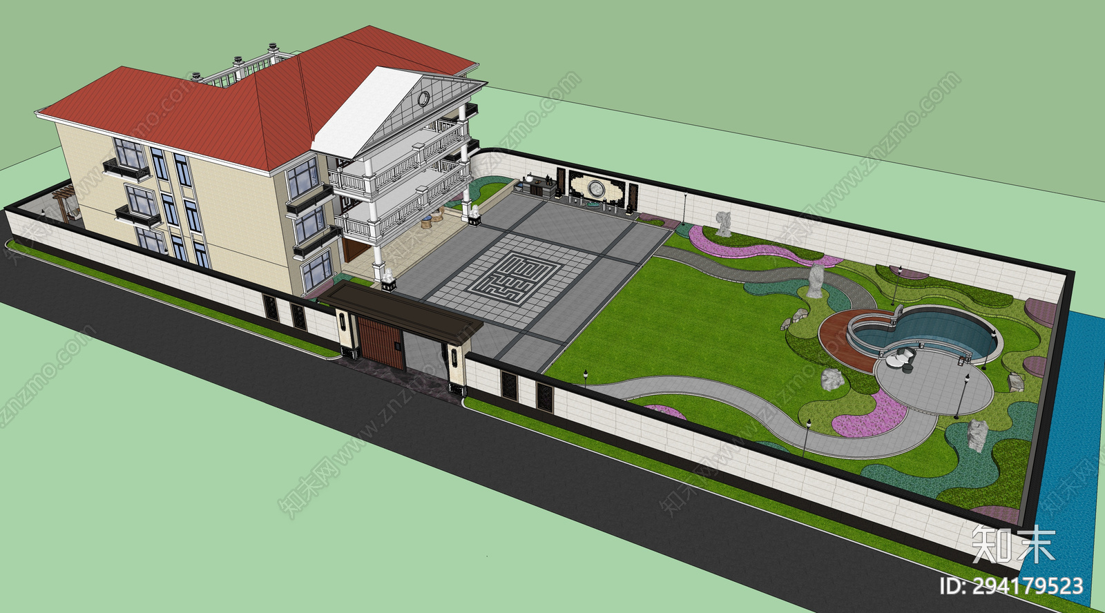 现代别墅庭院景观施工图下载【ID:294179523】