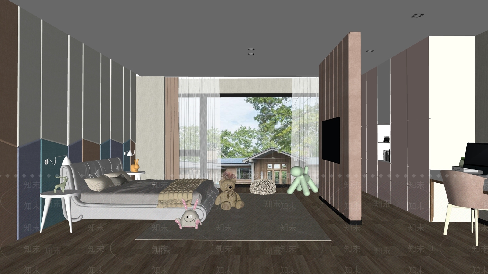 现代家居卧室SU模型下载【ID:294209866】
