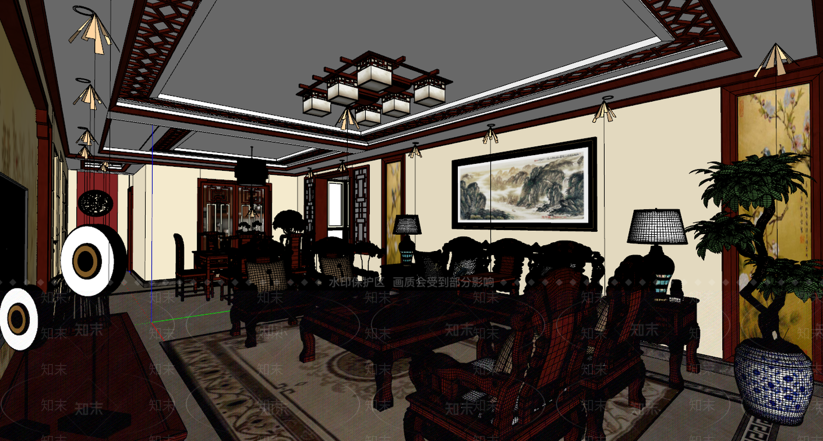 新中式玄关SU模型下载【ID:1222193776】