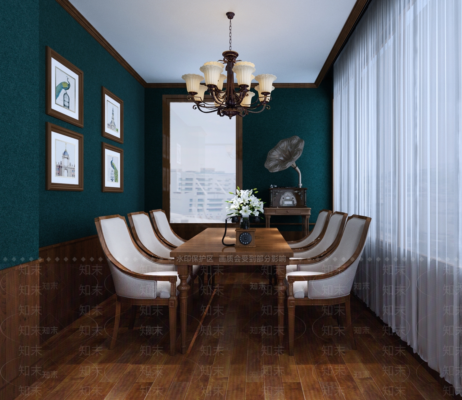 欧式古典民国风家居餐厅3D模型下载【ID:894212500】