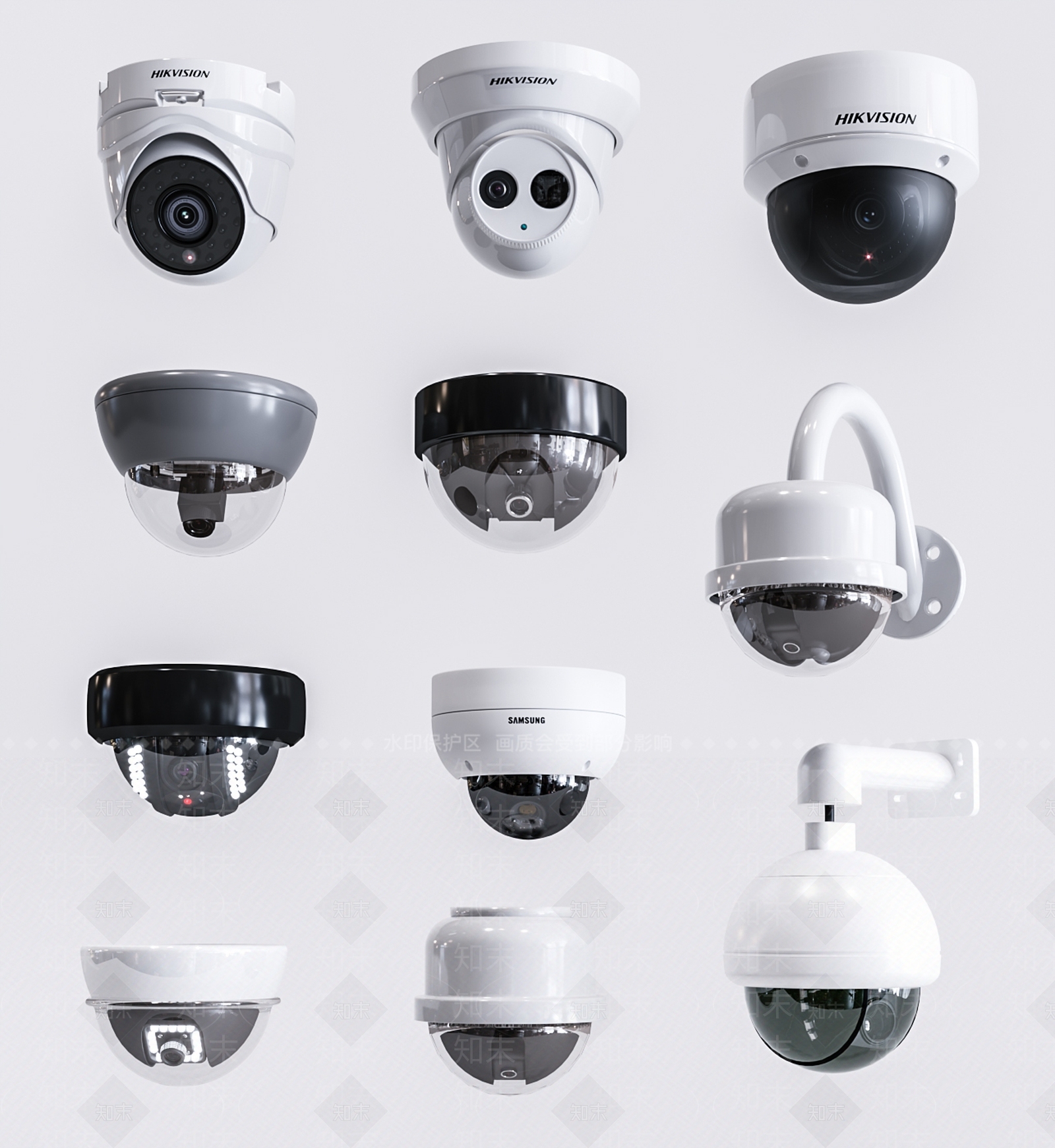 现代安防监控摄像头组合3D模型下载【ID:794247238】