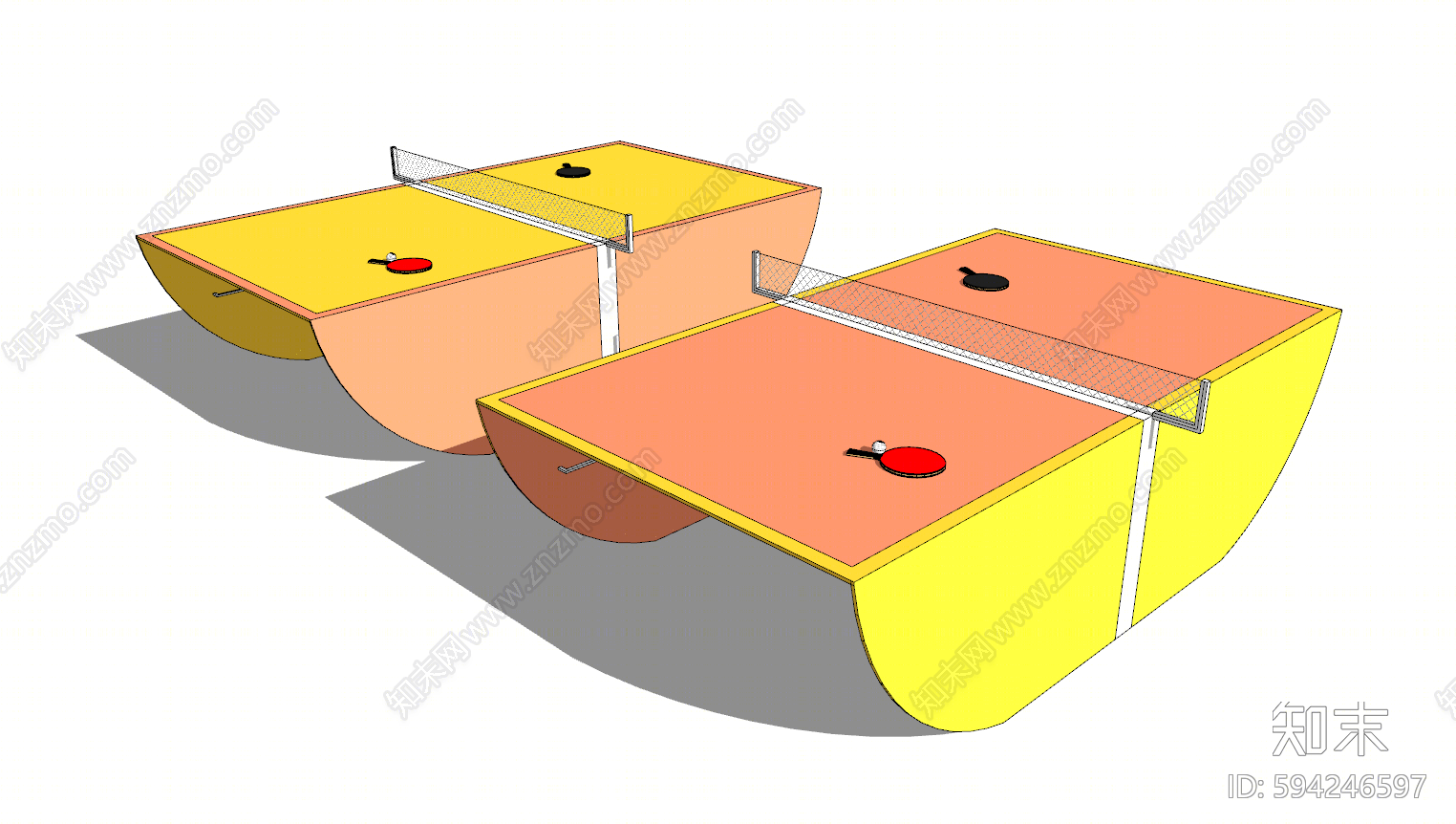 现代乒乓球台SU模型下载【ID:594246597】
