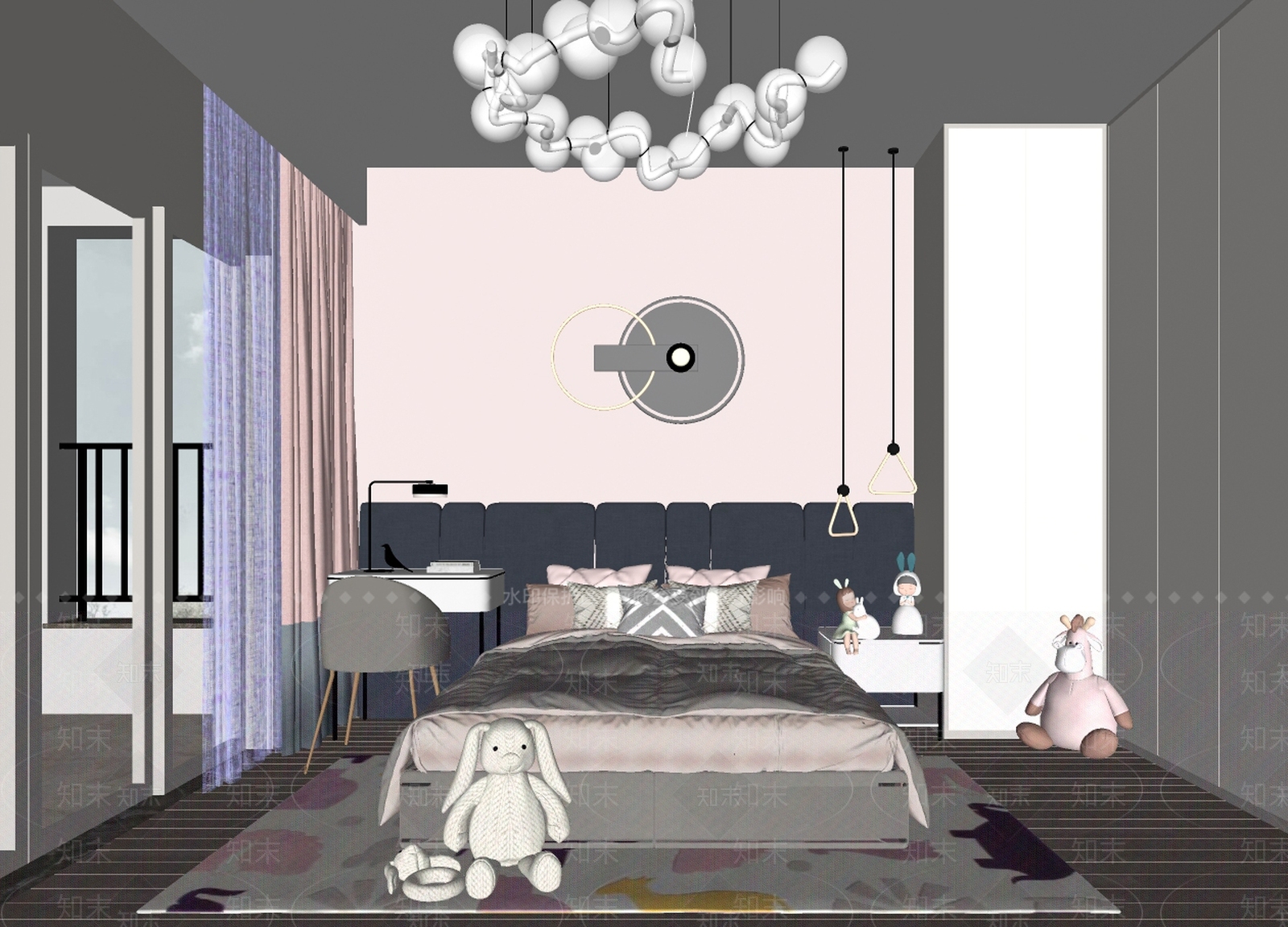 现代儿童房SU模型下载【ID:294263845】