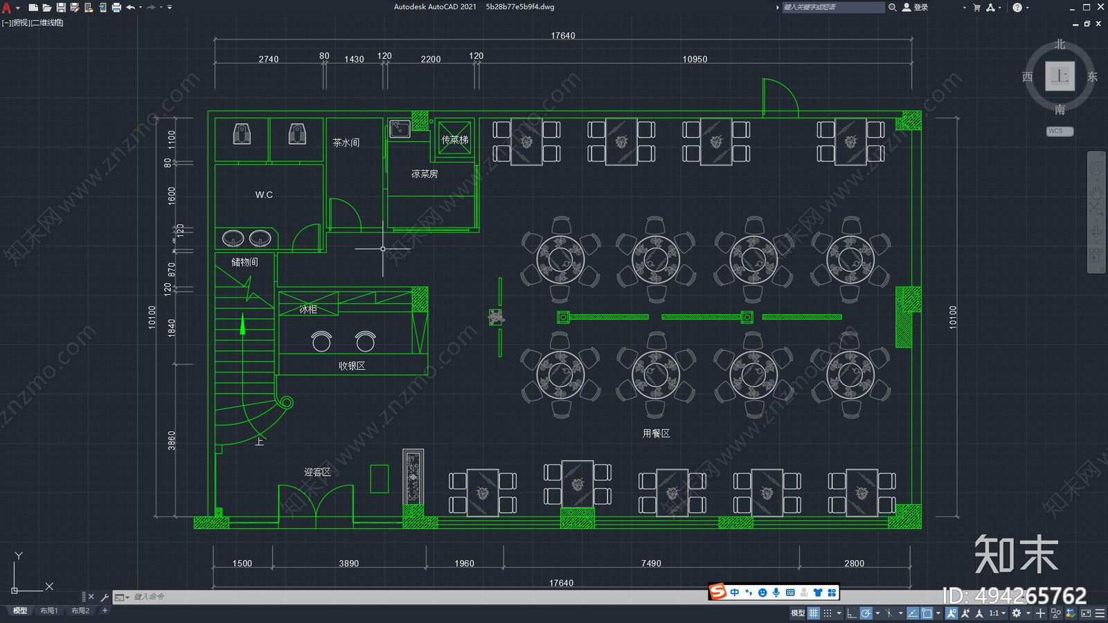 餐厅cad施工图下载【ID:494265762】