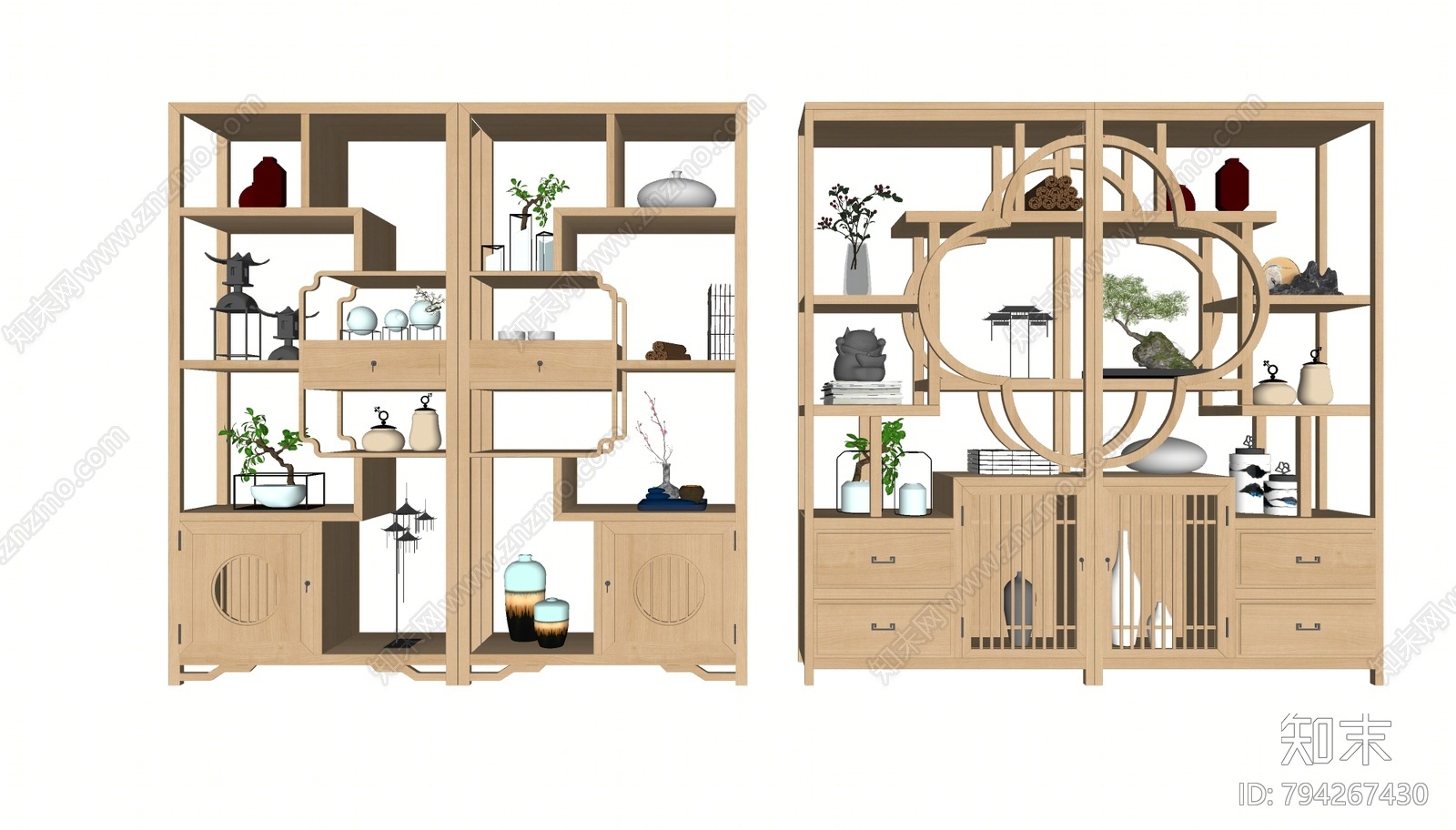 新中式博古架SU模型下载【ID:794267430】