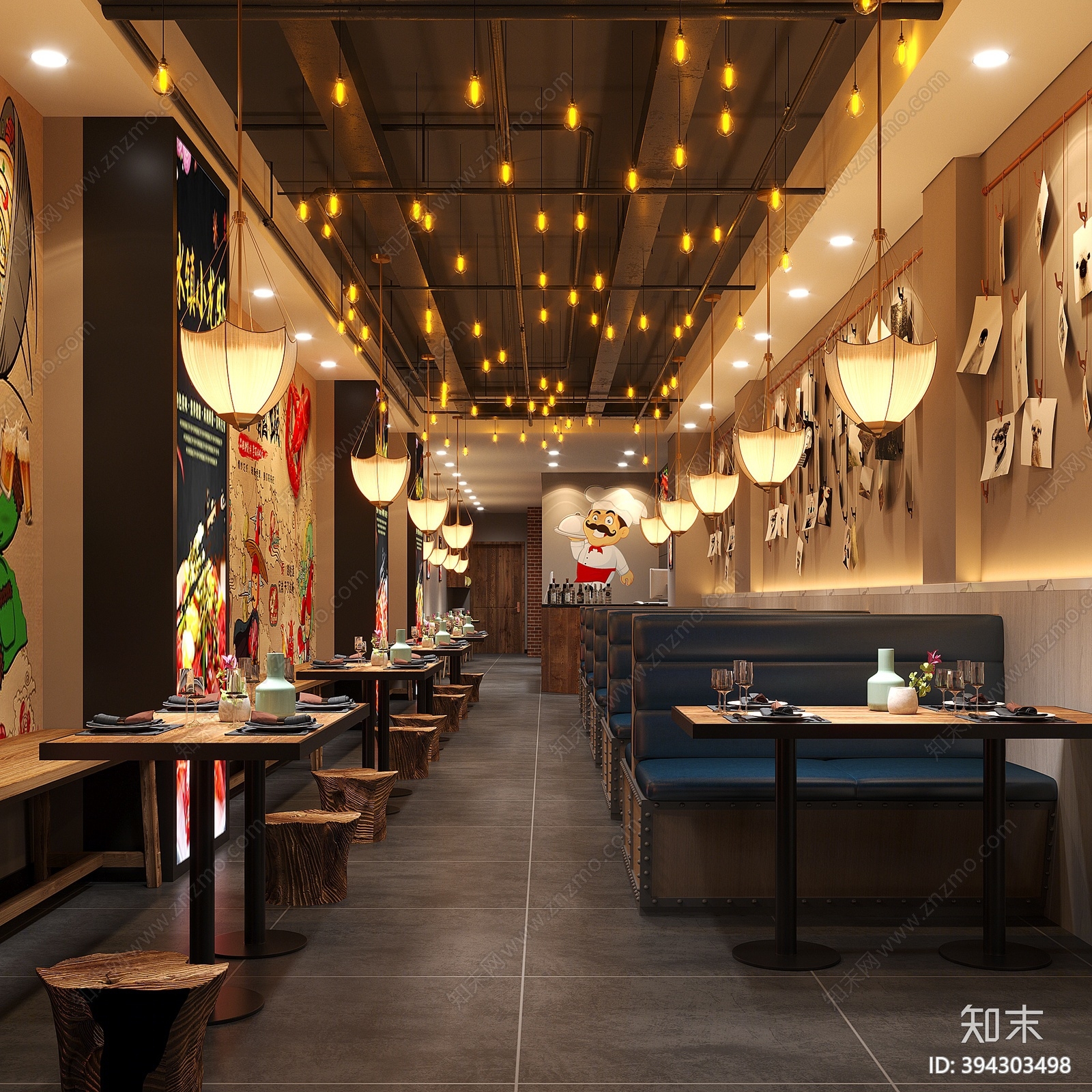 工业风龙虾店3D模型下载【ID:394303498】