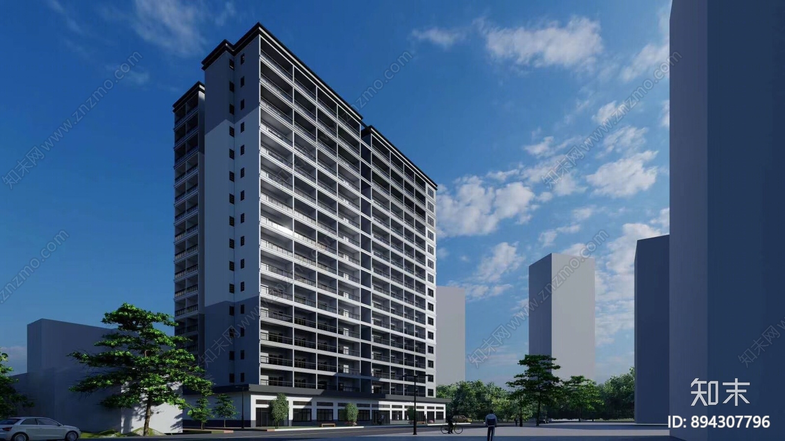 现代小区建筑SU模型下载【ID:894307796】