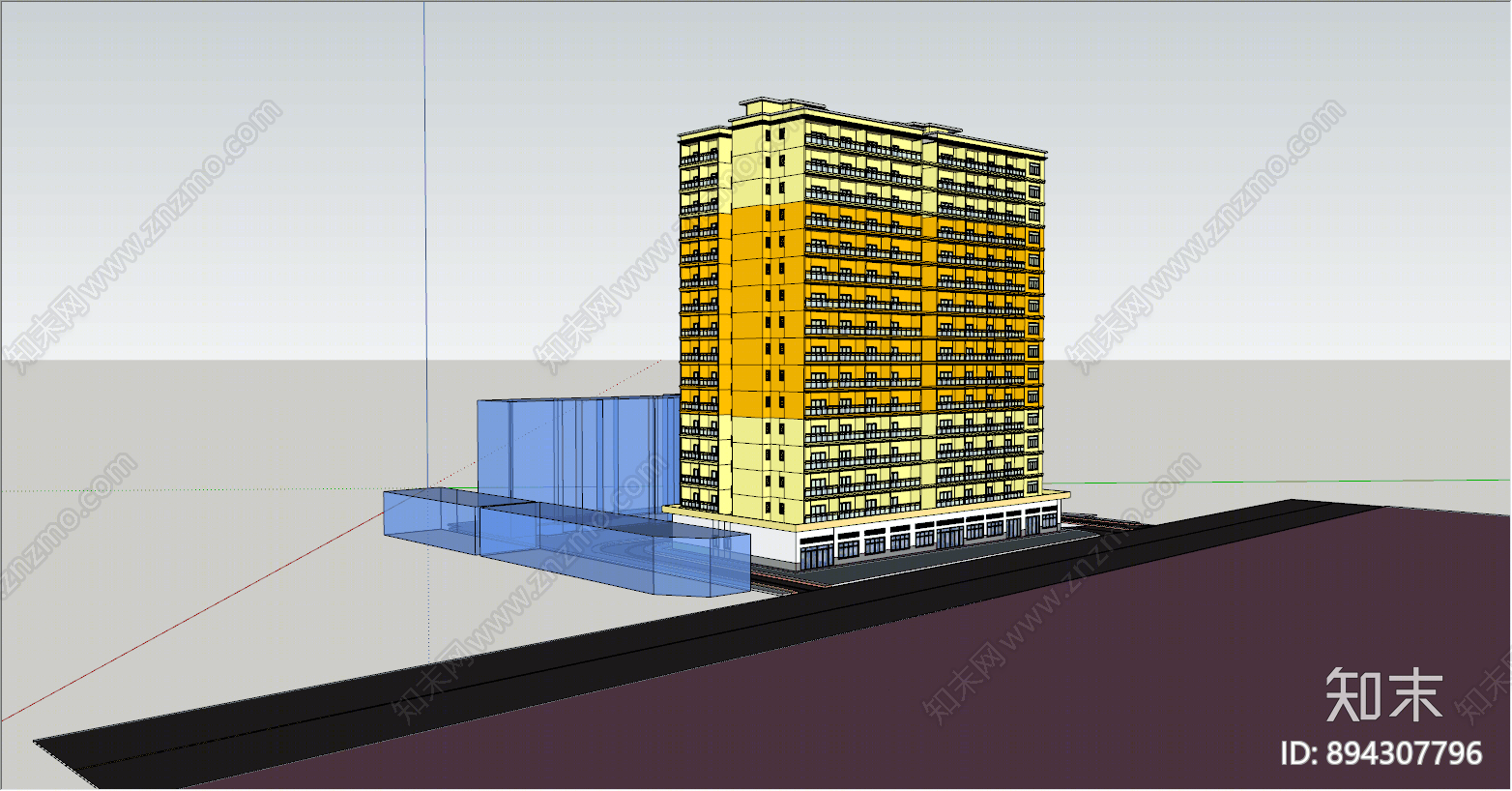 现代小区建筑SU模型下载【ID:894307796】