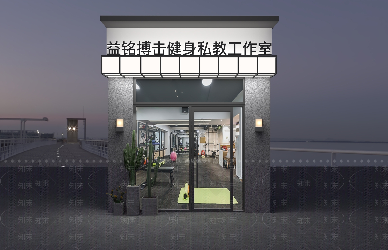 工业风健身房门头门面3D模型下载【ID:994315553】