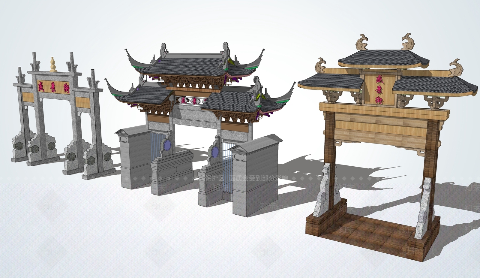 中式牌坊牌楼SU模型下载【ID:494315509】