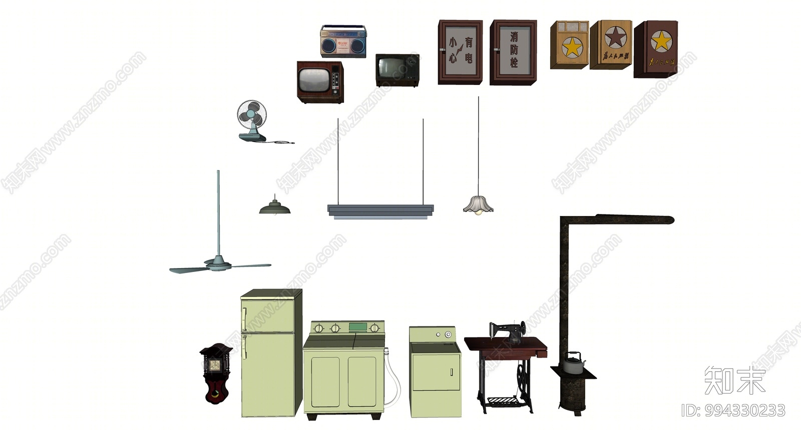 现代家用电器组合SU模型下载【ID:994330233】