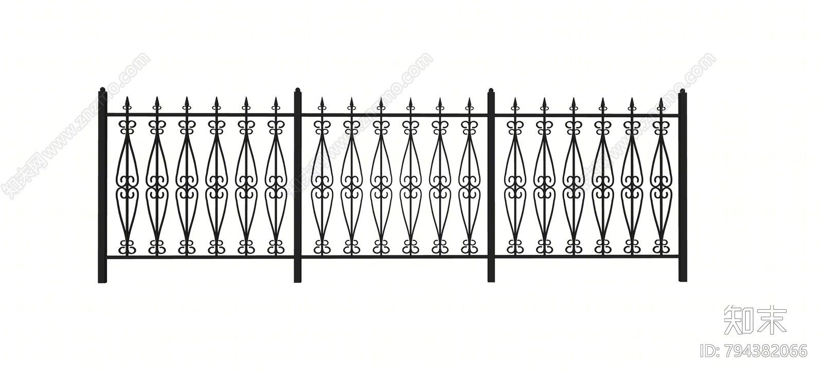 欧式铁艺栏杆SU模型下载【ID:794382066】