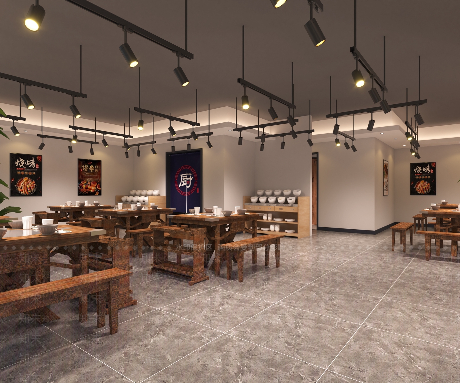工业风火锅店3D模型下载【ID:394389216】