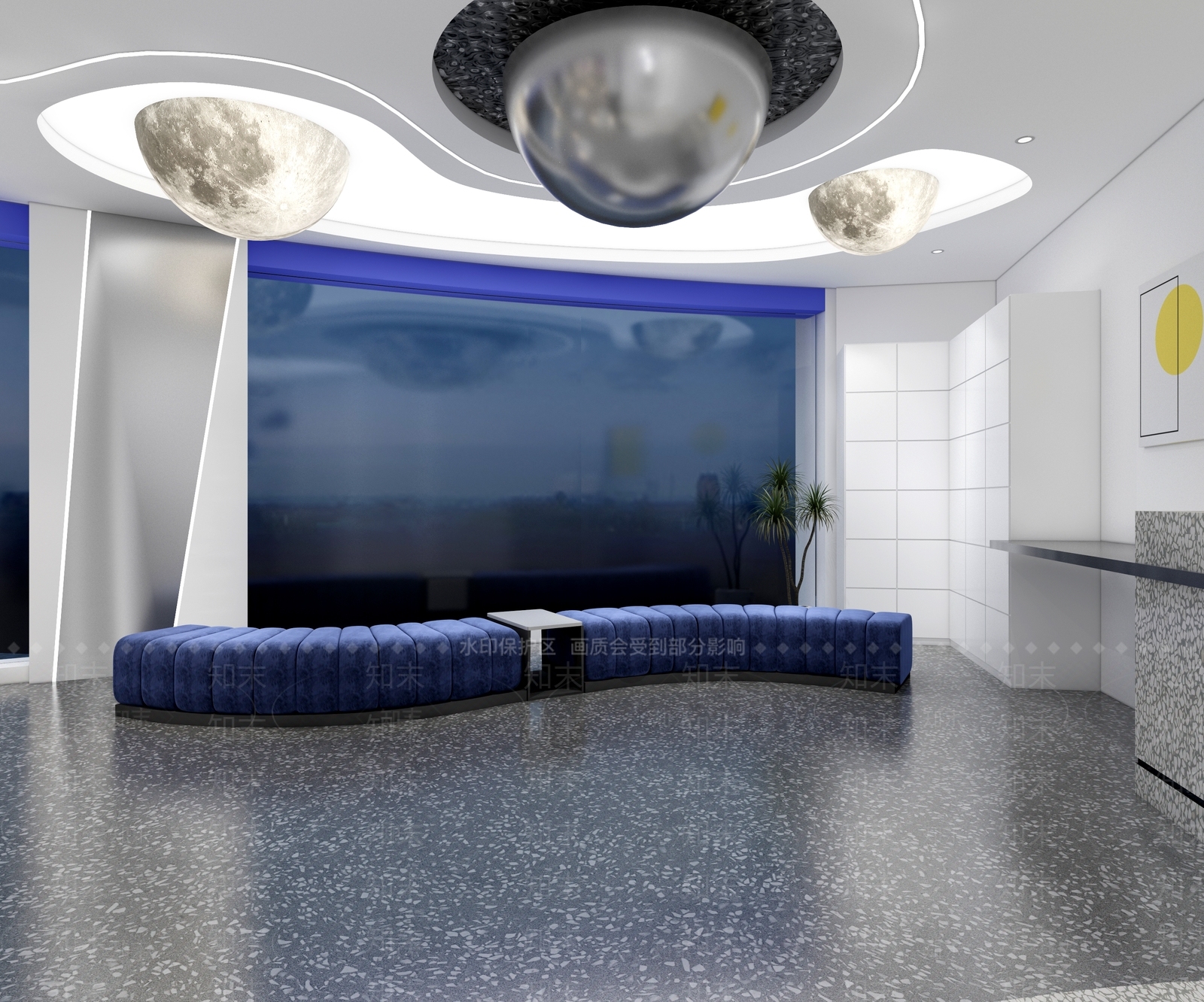现代网红蓝色理发店3D模型下载【ID:994390593】