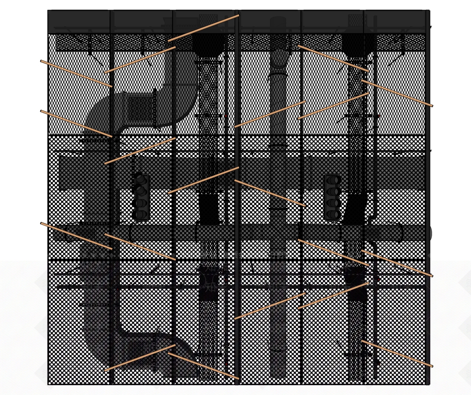 工业通风管道SU模型下载【ID:394395428】