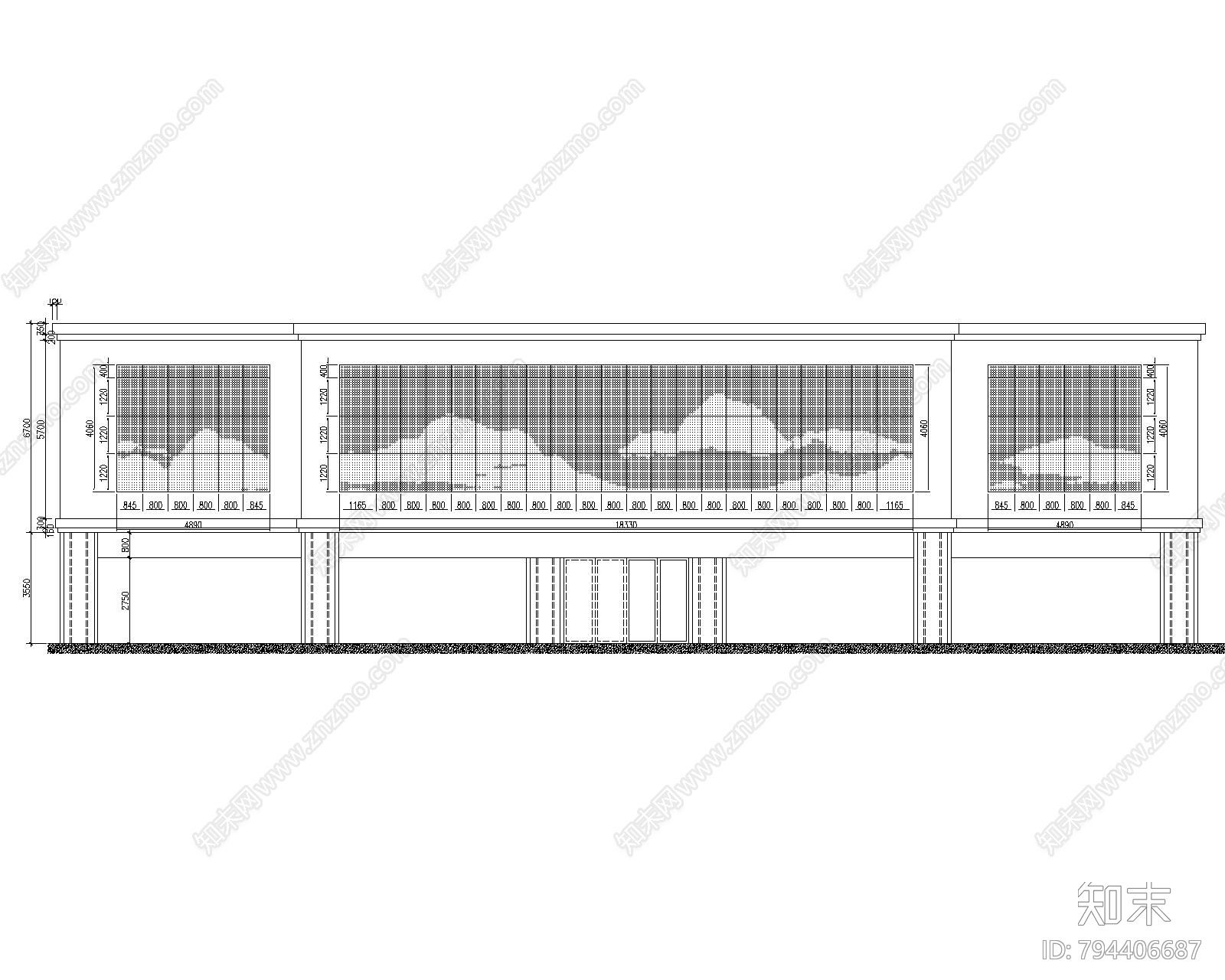 冲孔铝板立面施工图下载【ID:794406687】