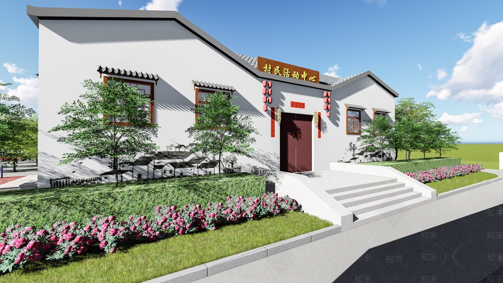 现代乡村景观SU模型下载【ID:594408858】