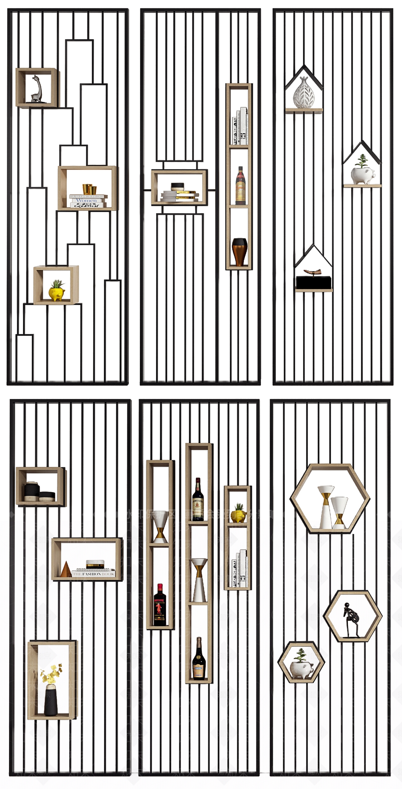 北欧铁艺隔断SU模型下载【ID:494410508】