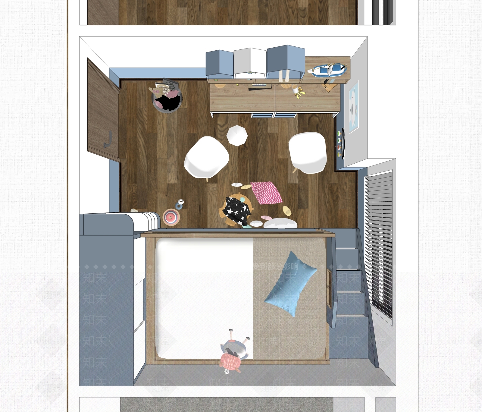 现代儿童房SU模型下载【ID:894414828】