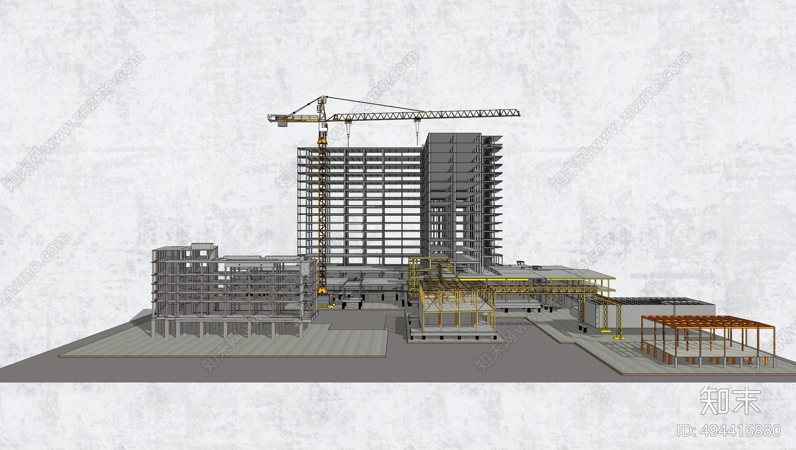 现代建筑结构框架SU模型下载【ID:494416880】