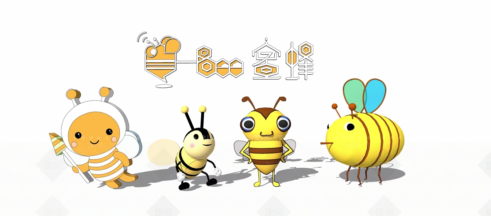 现代蜜蜂雕塑SU模型下载【ID:694425624】