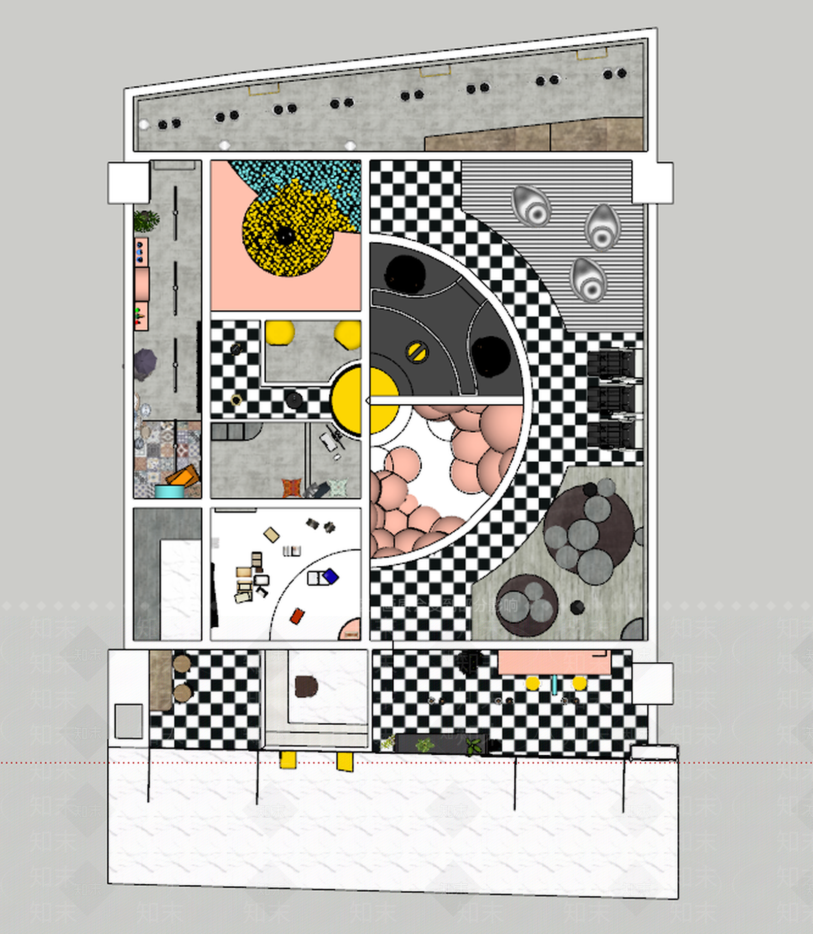 现代娱乐空间SU模型下载【ID:394452291】