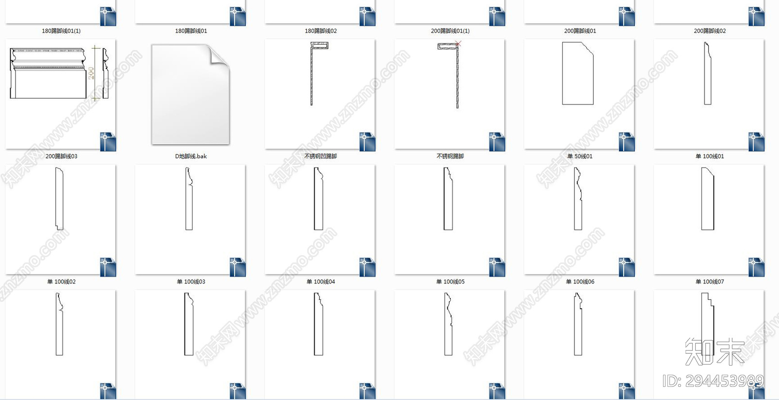 踢脚线条施工图下载【ID:294453989】