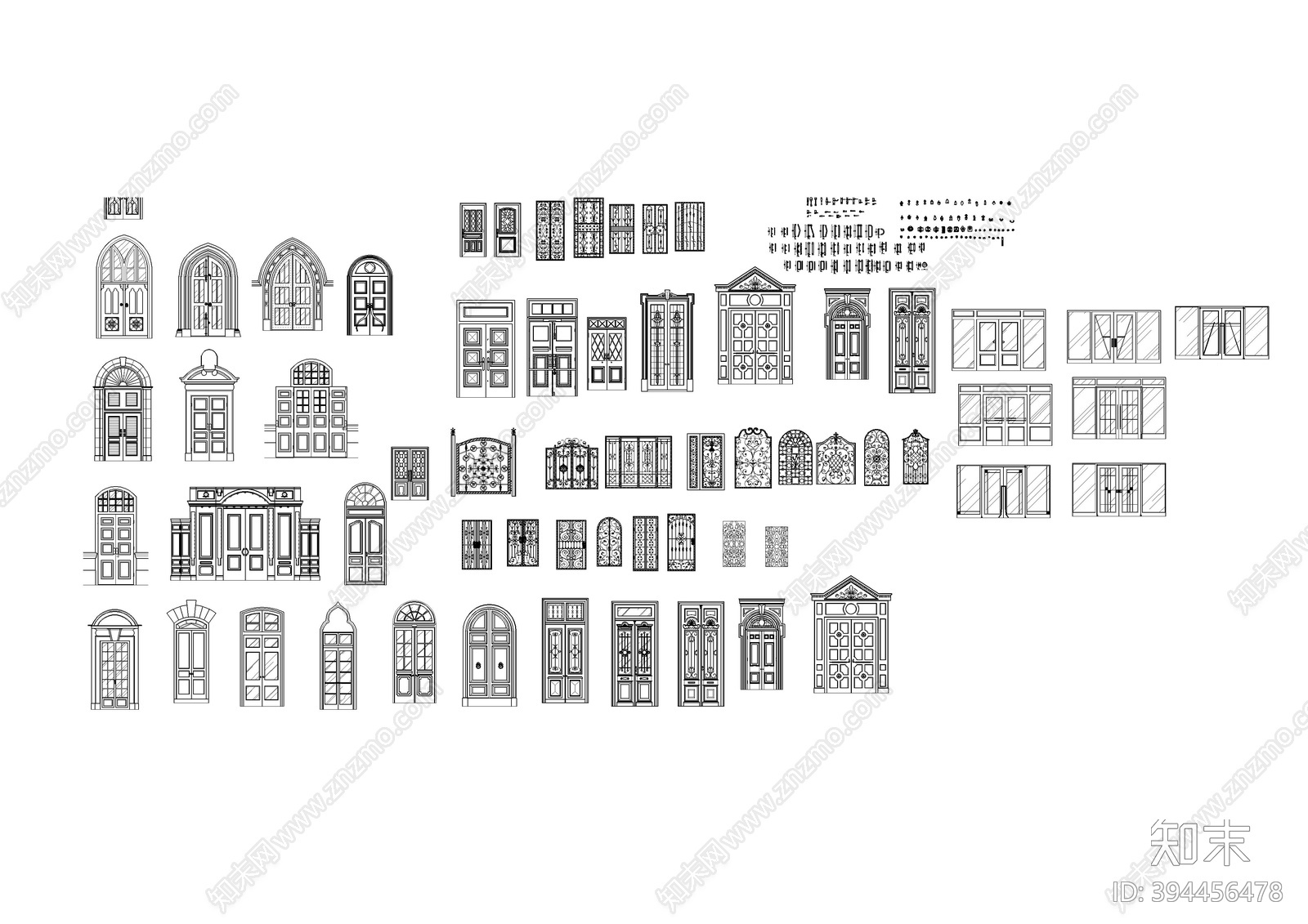 门集合施工图下载【ID:394456478】