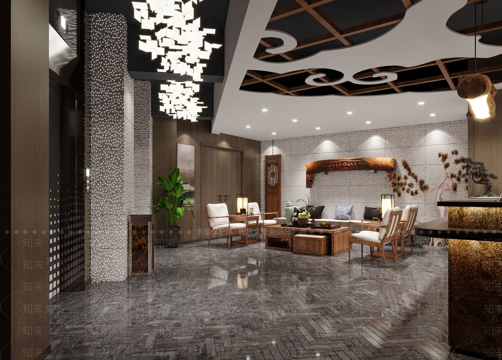 新中式足浴会所3D模型下载【ID:794462175】