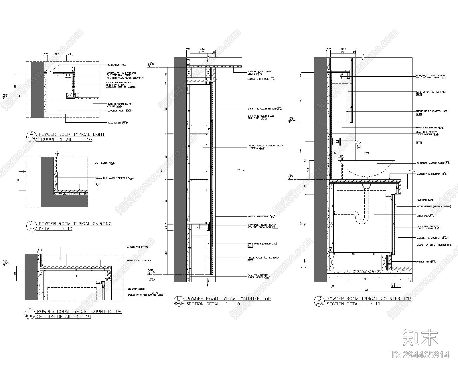 卫生间镜柜施工图下载【ID:294465914】