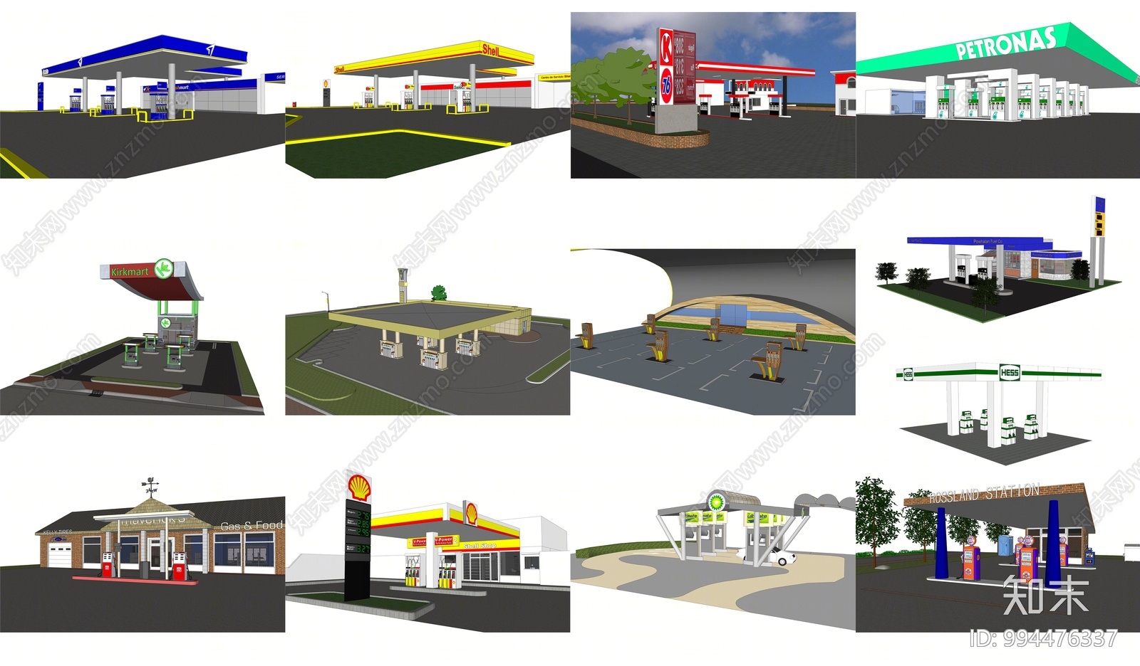 现代加油站SU模型下载【ID:994476337】